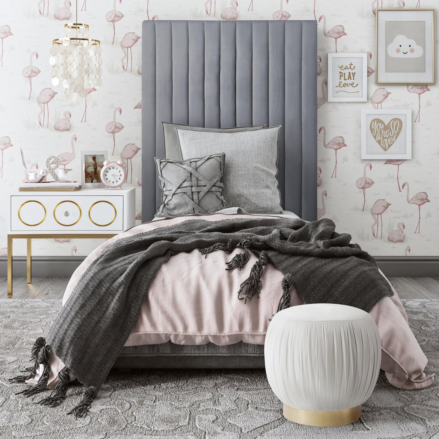Arabelle Grey Bed in Twin