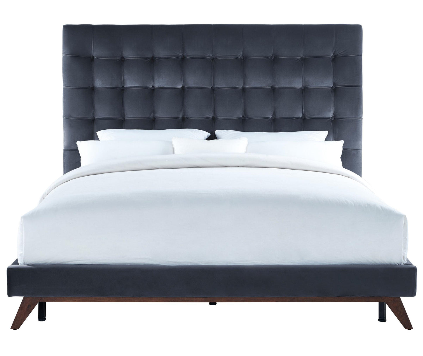 Eden Grey Velvet Bed in Queen
