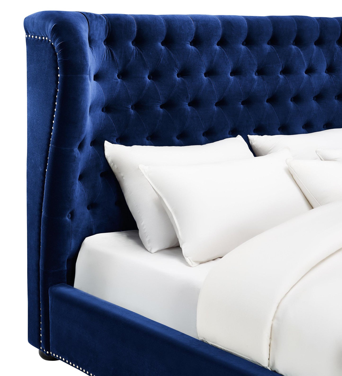Finley Blue Velvet Bed in King