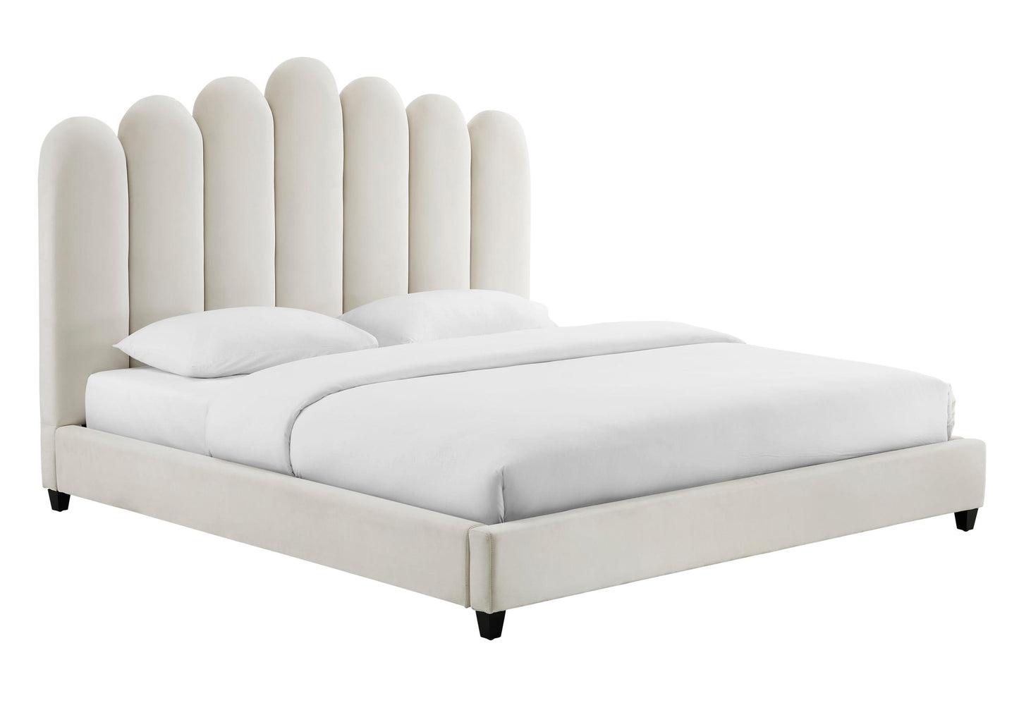 Celine Cream Velvet Bed in Queen by Inspire Me! Home Decor