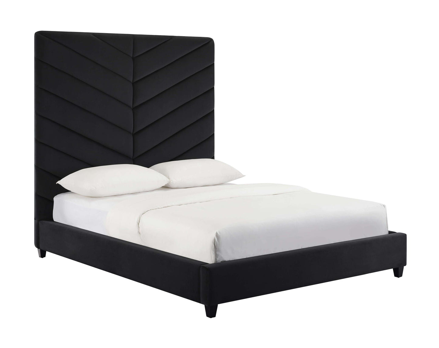 Javan Black Velvet Bed in Queen