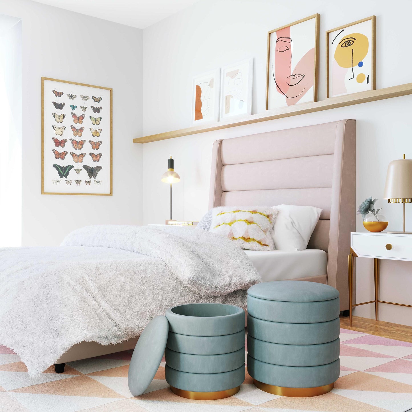 Koah Blush Velvet Bed in Twin