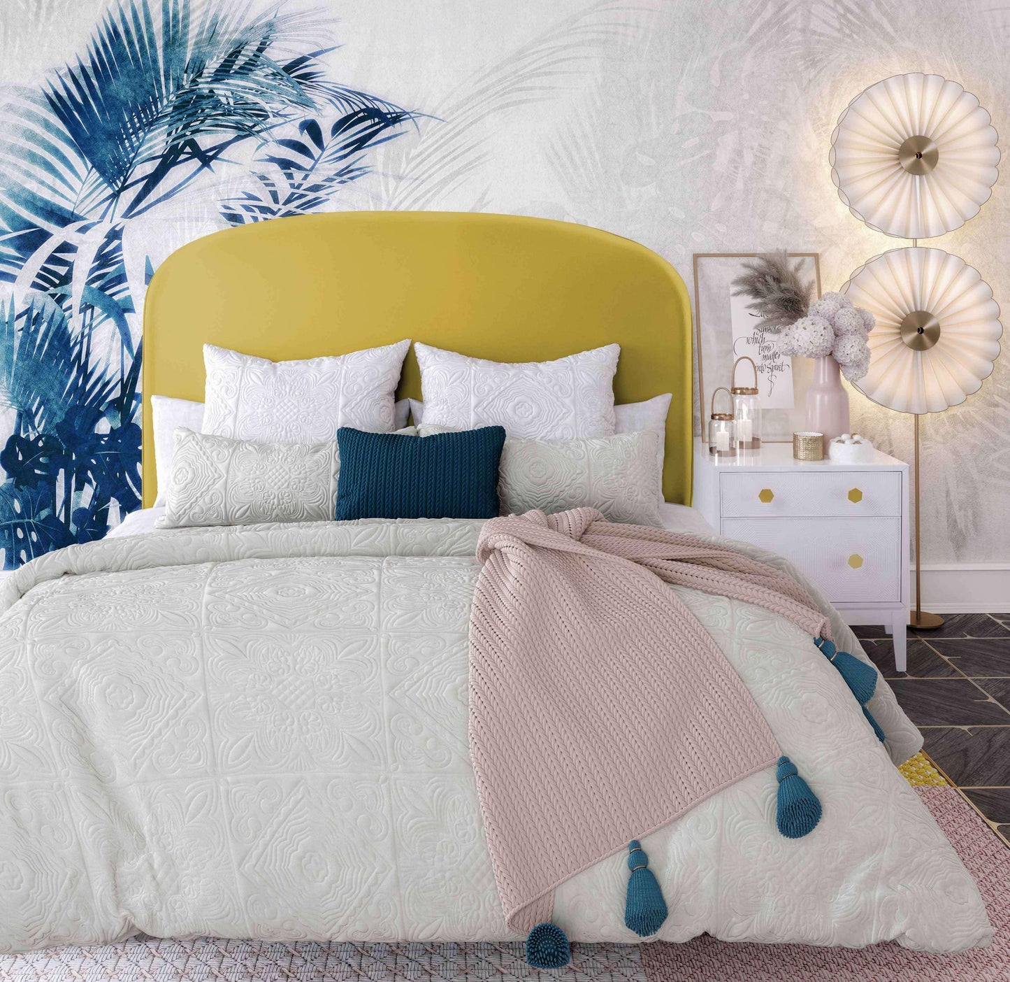 Vivi Burnt Gold Velvet Bed in King