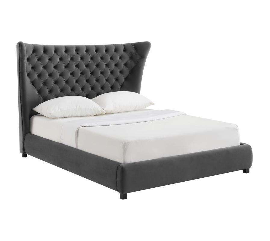 Sassy Grey Velvet King Bed