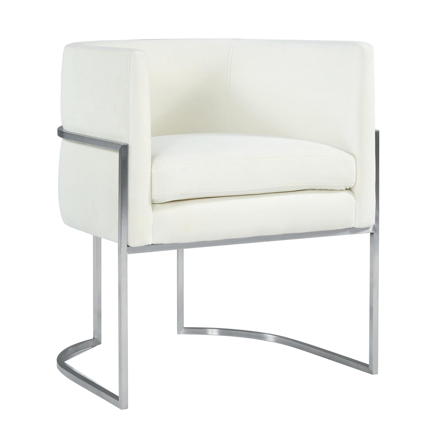 Giselle Cream Velvet Dining Chair - Silver Frame by Inspire Me! Home Decor