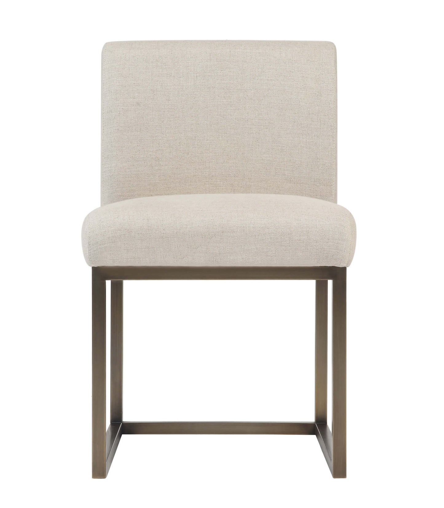 Haute Beige Linen Chair in Brass