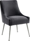 Beatrix Dark Grey Velvet Side Chair - Silver Legs