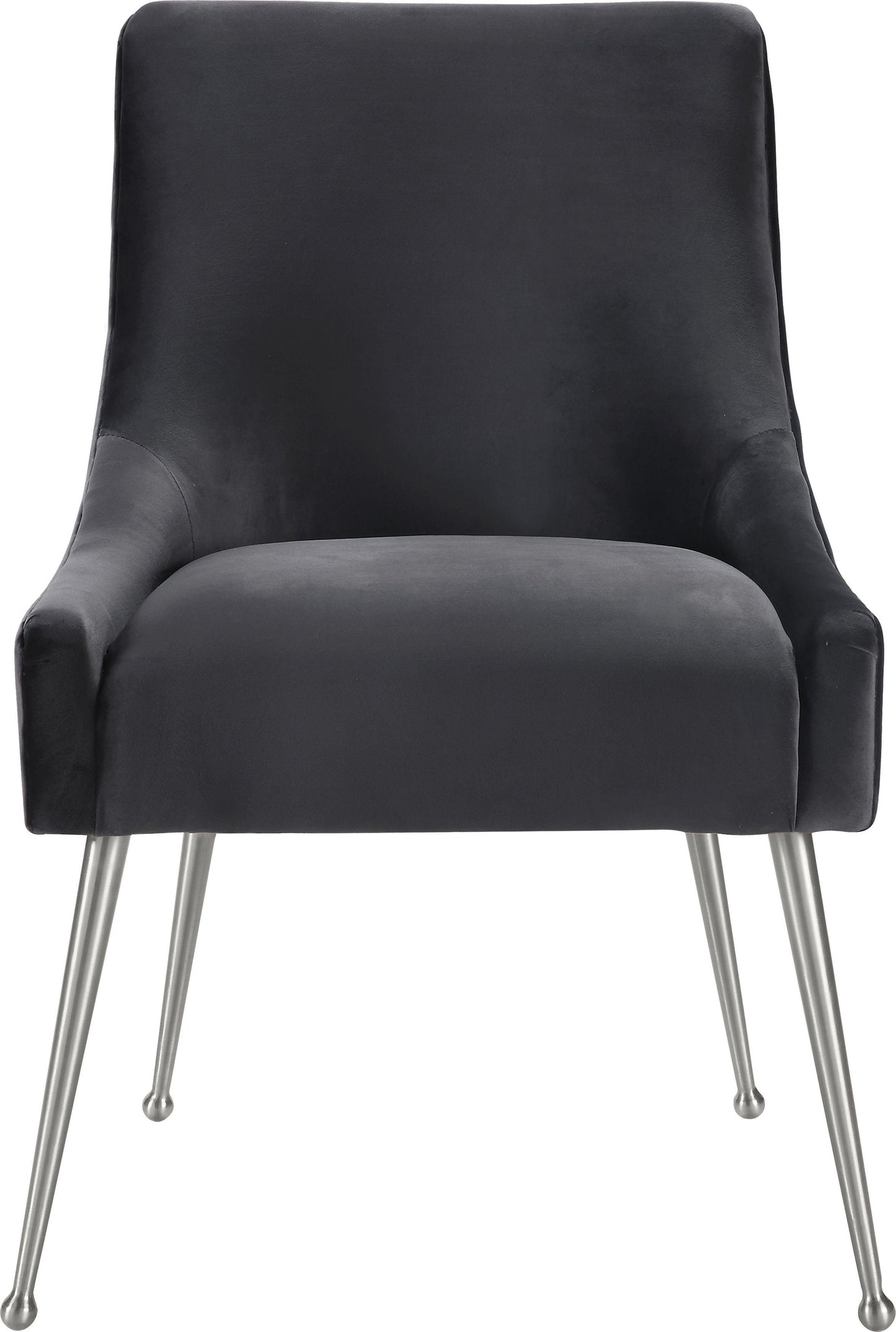 Beatrix Dark Grey Velvet Side Chair - Silver Legs
