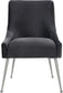 Beatrix Dark Grey Velvet Side Chair - Silver Legs