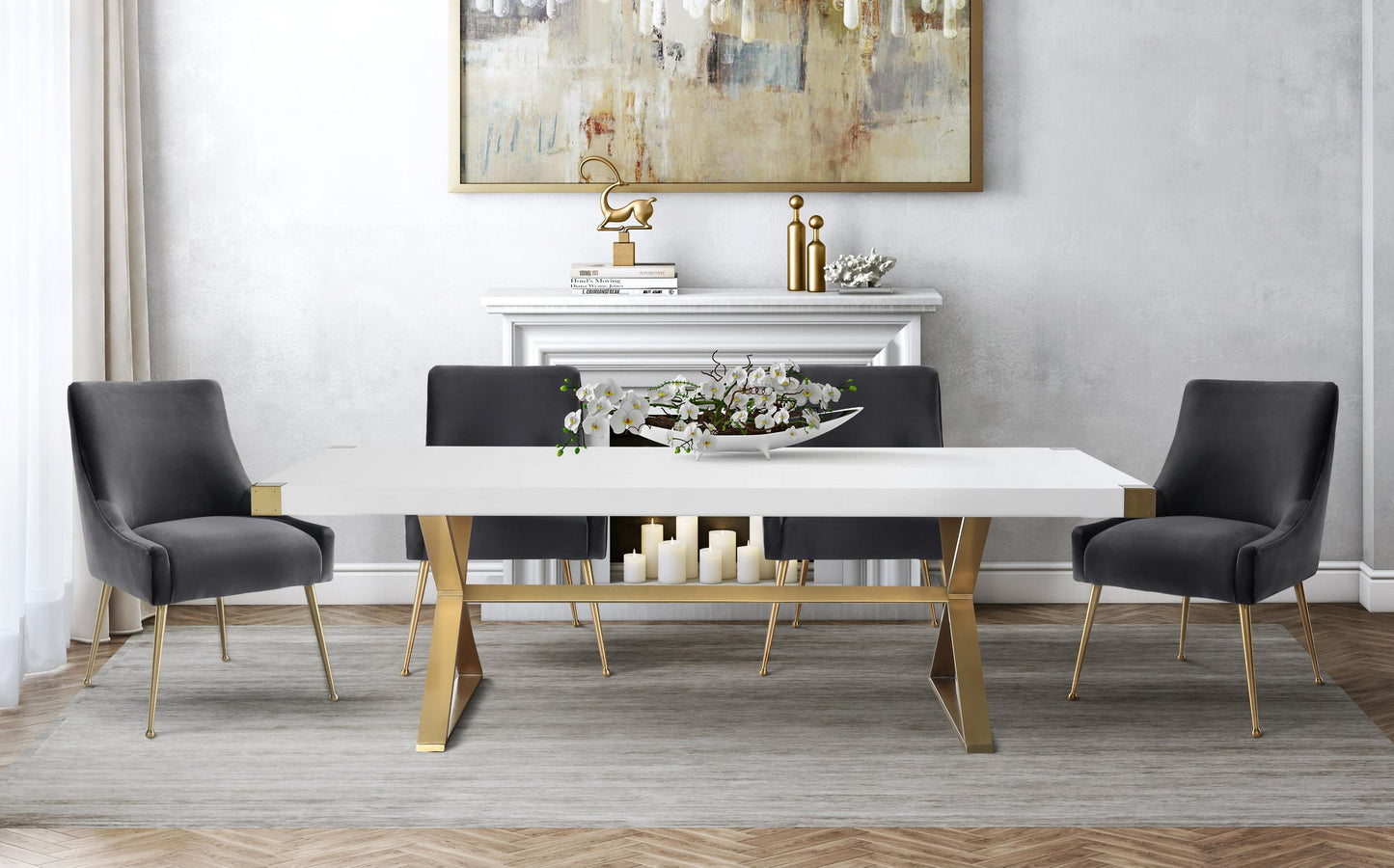 Adeline White Lacquer Dining Table