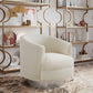 Stella Cream Velvet Swivel Chair - Silver Base by Inspire Me! Home D(eback)cor