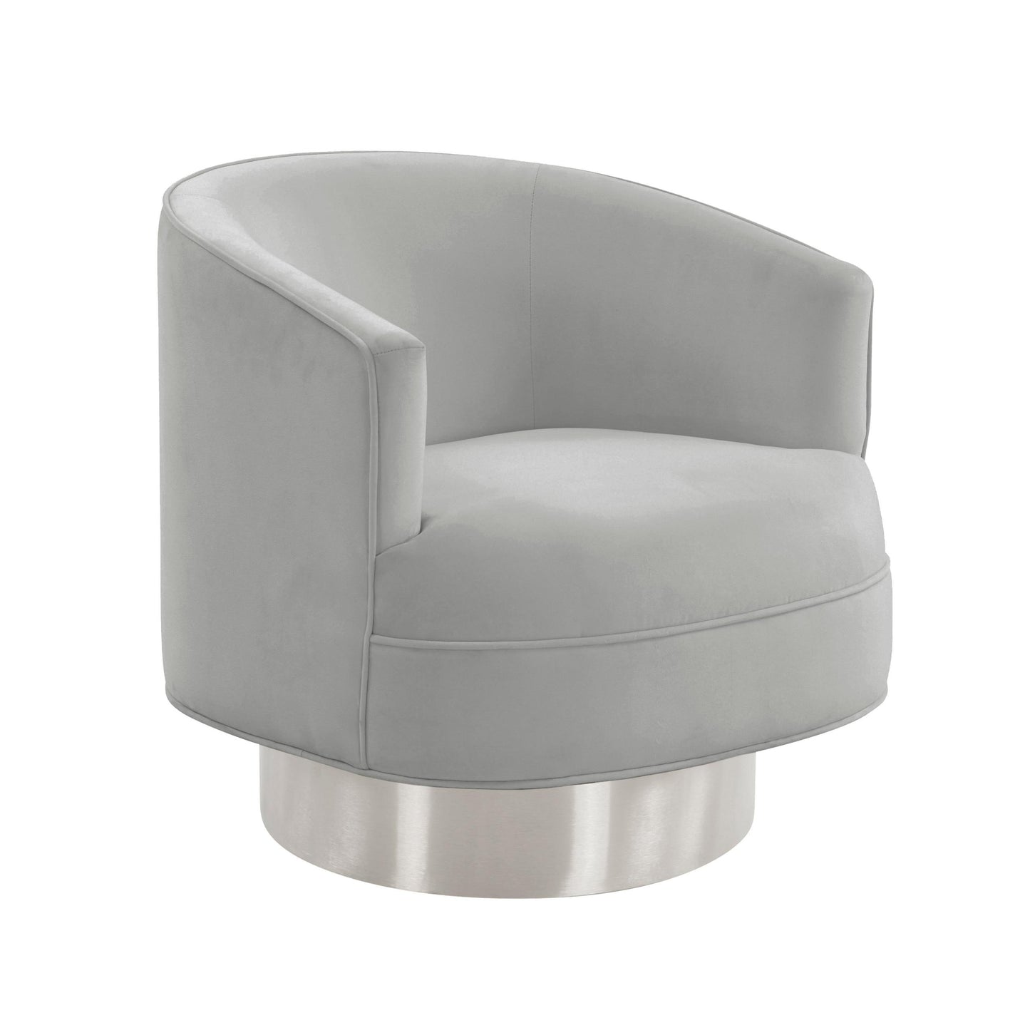 Stella Grey Velvet Swivel Chair - Silver Base by Inspire Me! Home D(eback)cor