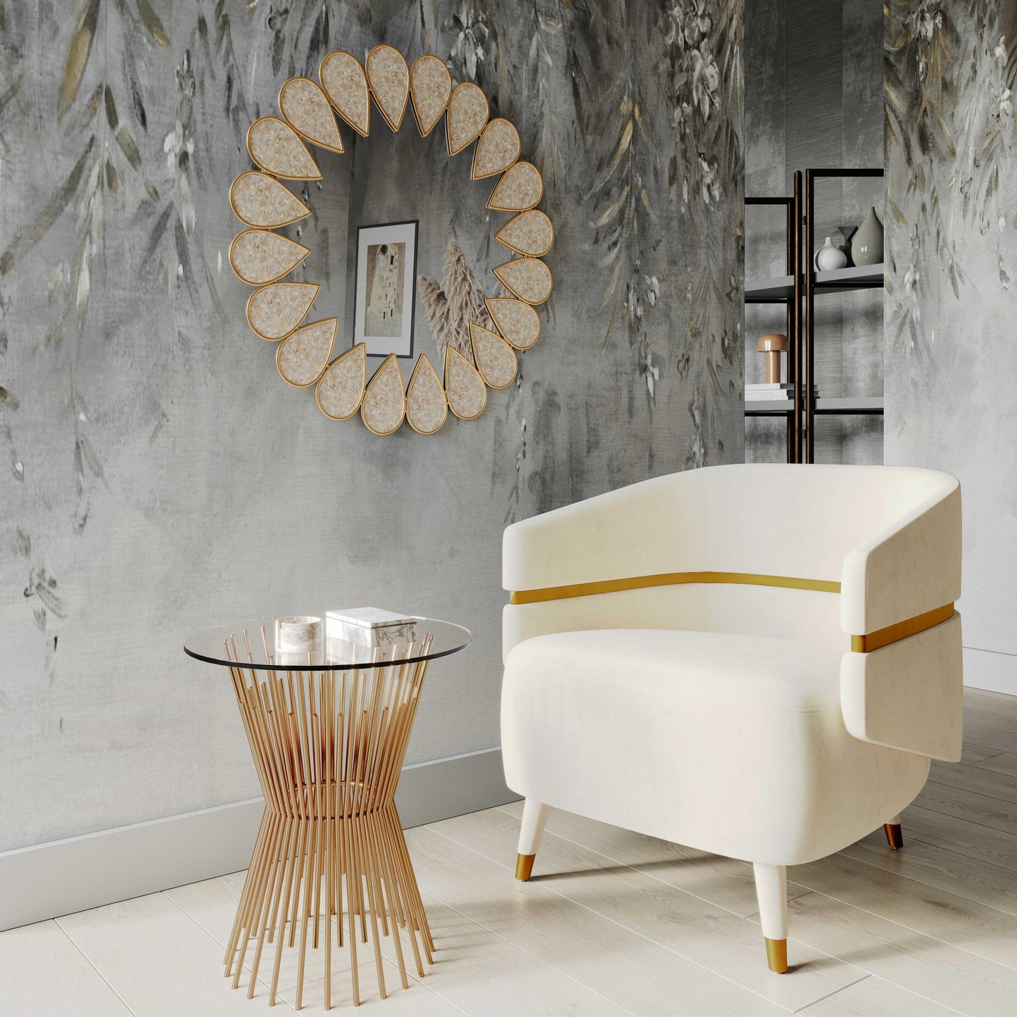 Ayla Cream Velvet Accent Chair by Inspire Me! Home Decor