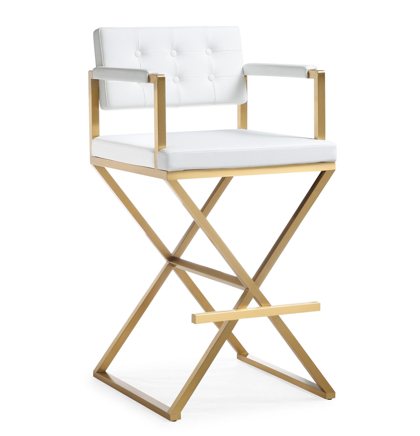 Director White Gold Steel Barstool