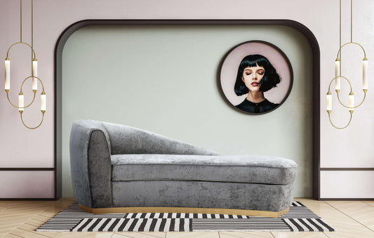 Adele Grey Slub Velvet Chaise