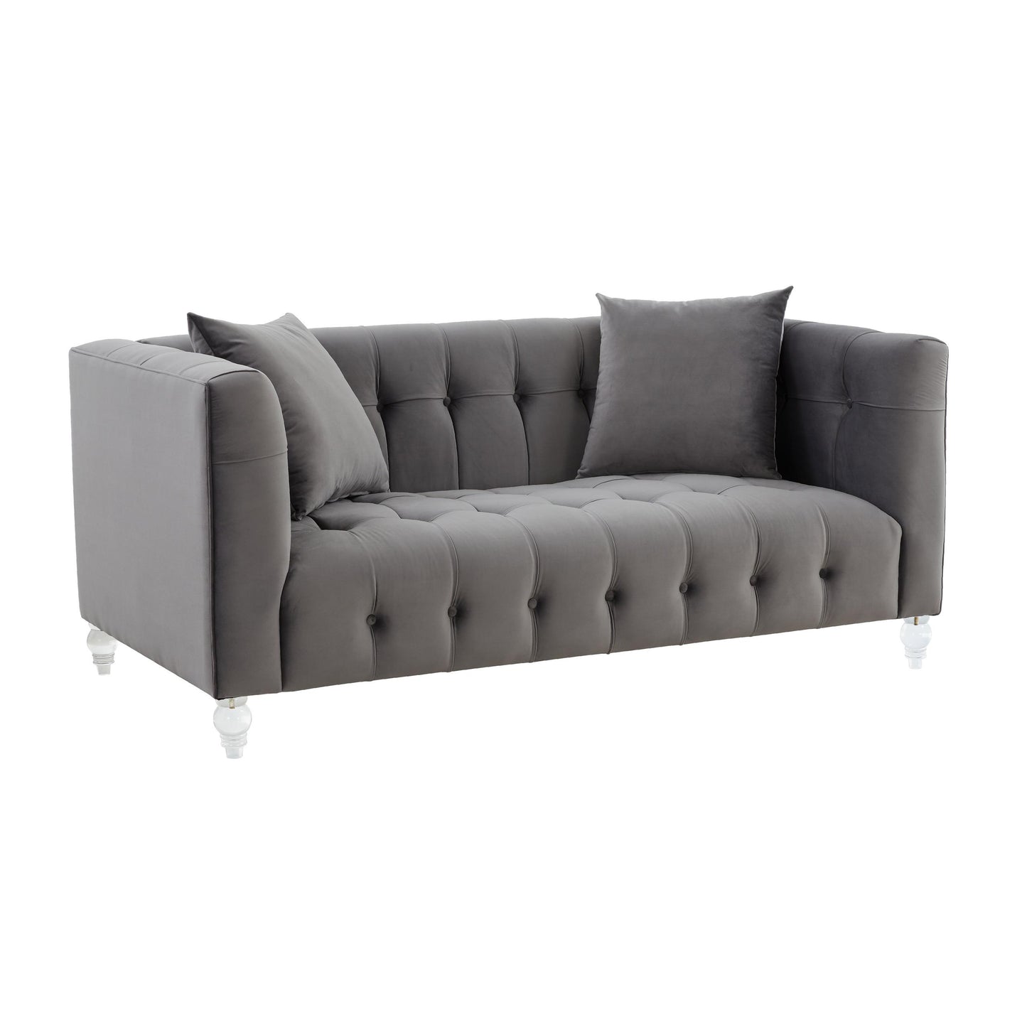 Bea Grey Velvet Loveseat