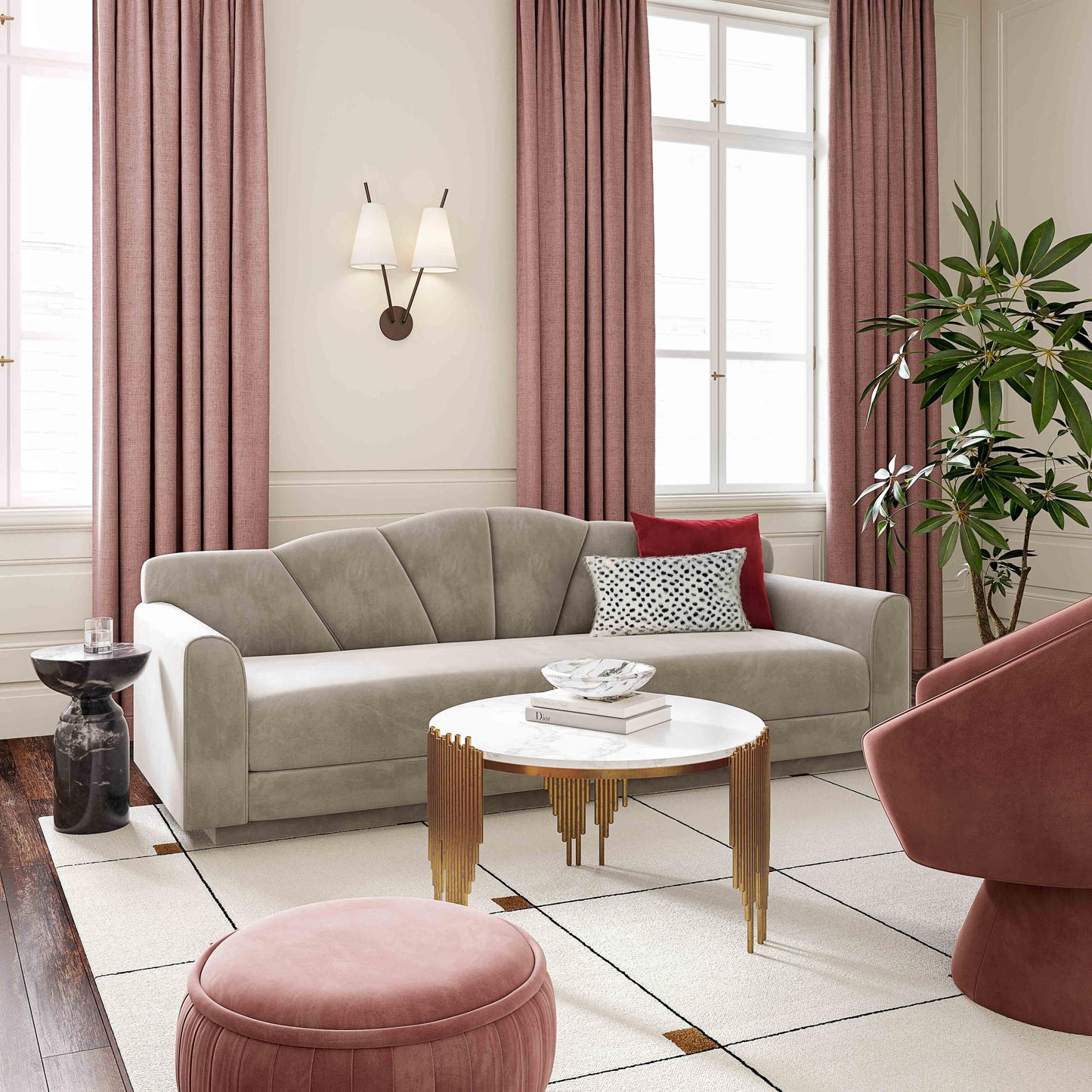 Bianca Light Grey Velvet Sofa