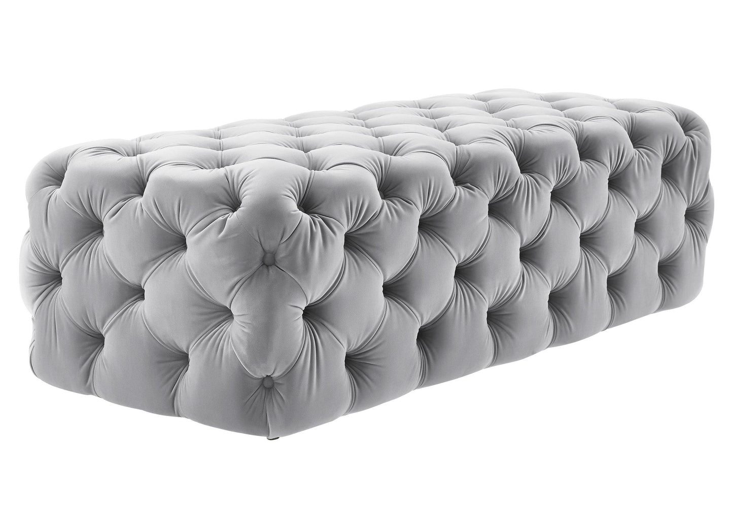 Kaylee Jumbo Grey Velvet Ottoman