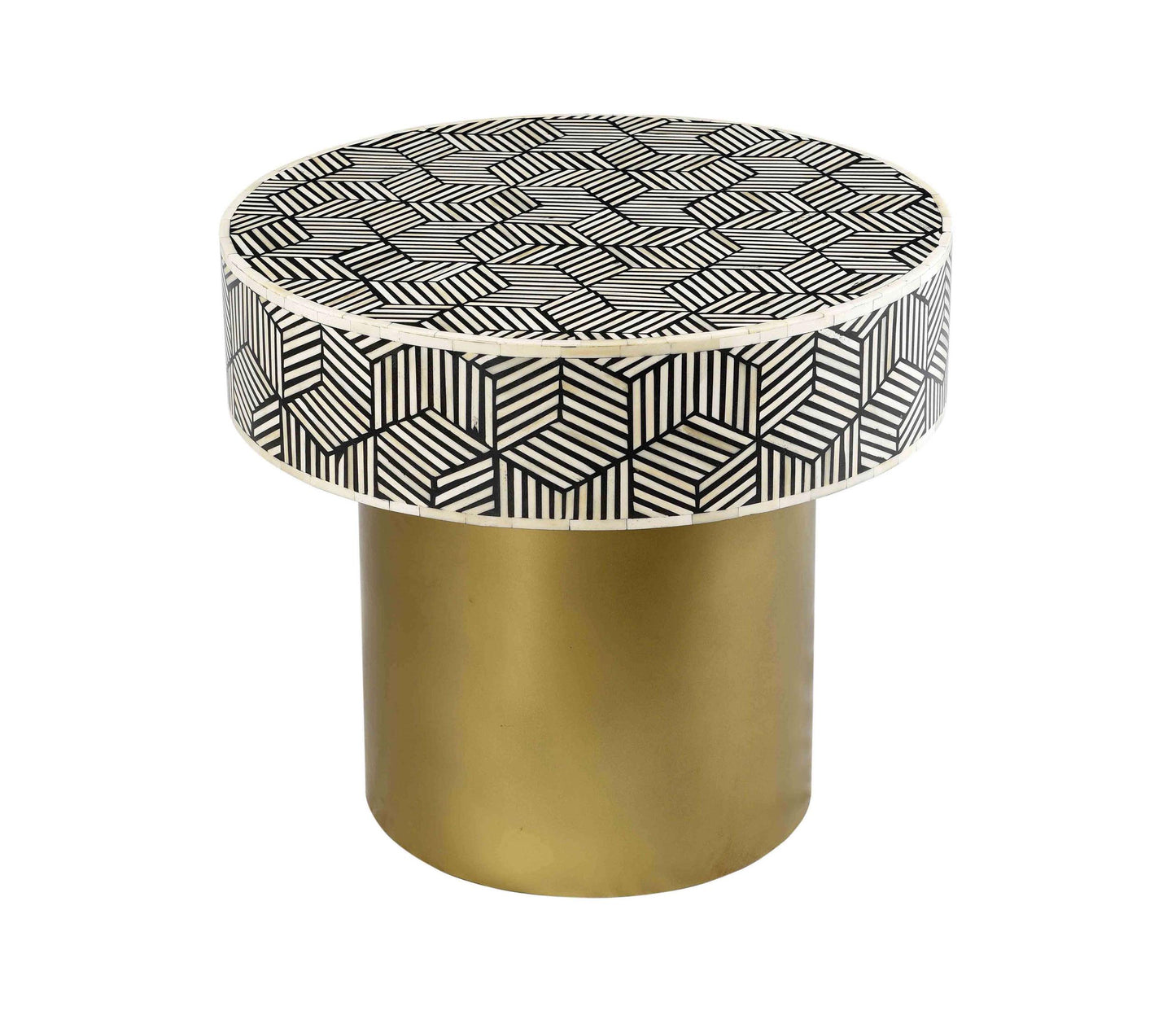 Bone Inlay Round Side Table