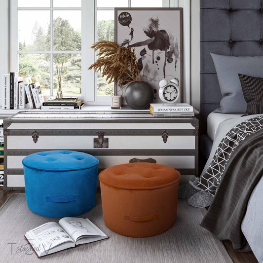 Luna Cognac Velvet Ottoman