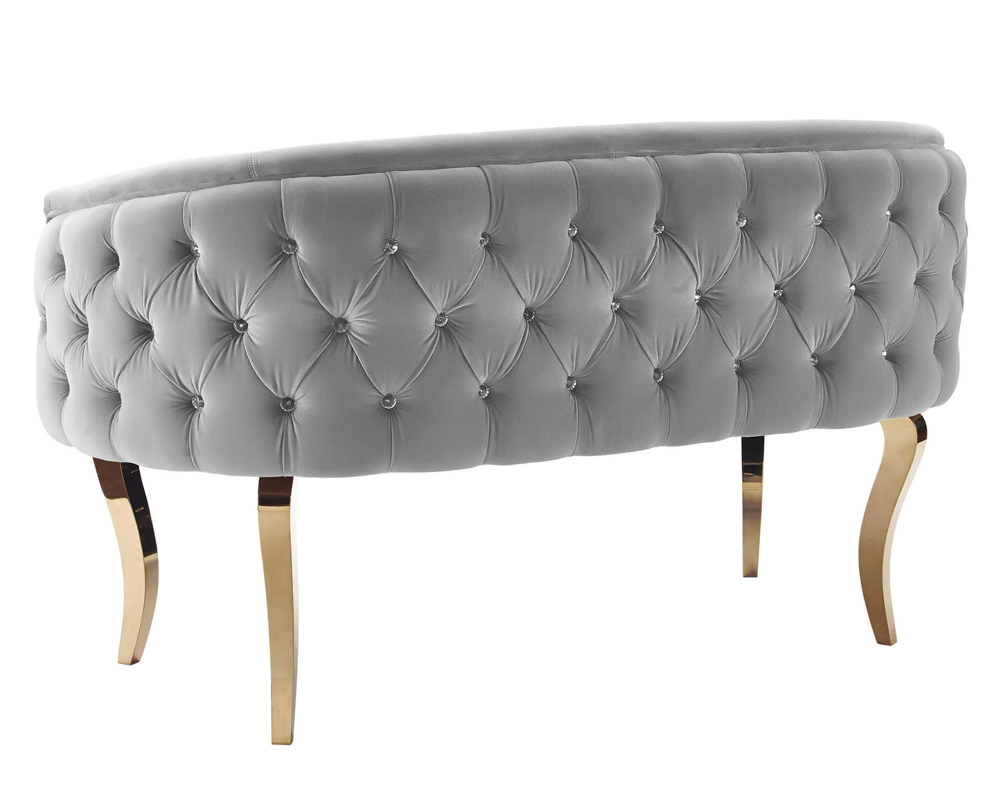 Adina Grey Velvet Loveseat with Gold Legs