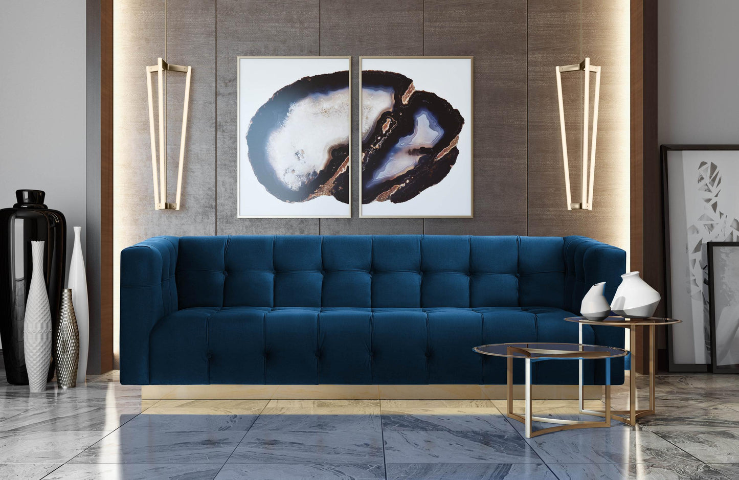 Roma Navy Velvet Sofa