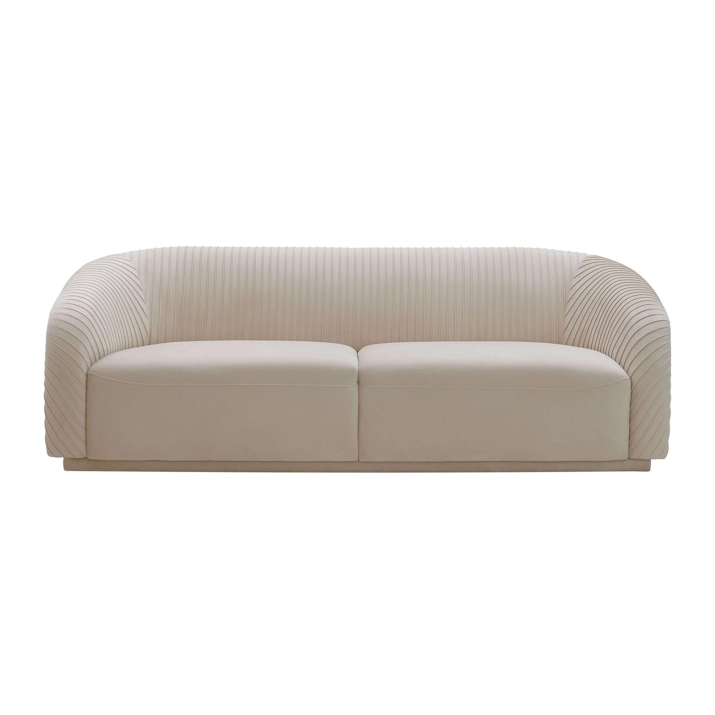 Yara Pleated Beige Velvet Sofa by Inspire Me! Home Decor