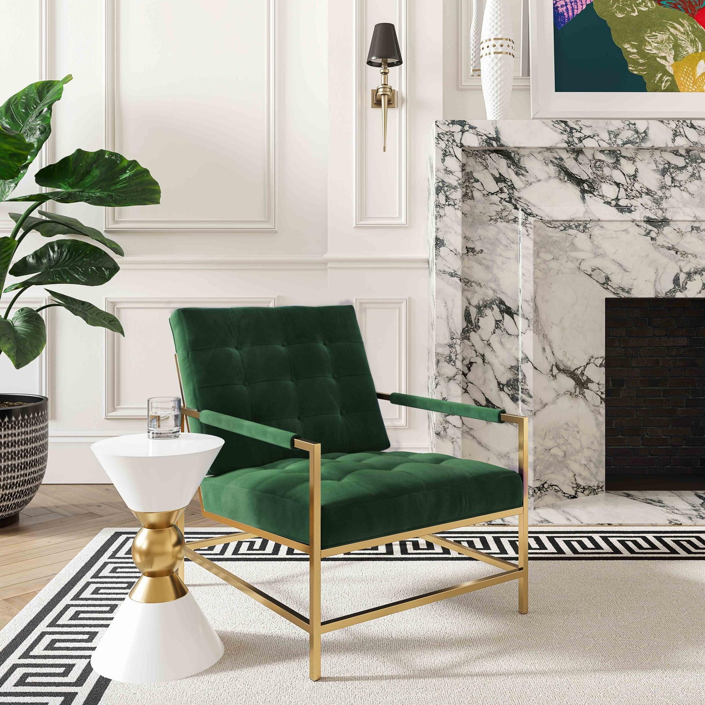 Van Emerald Green Velvet Accent Chair