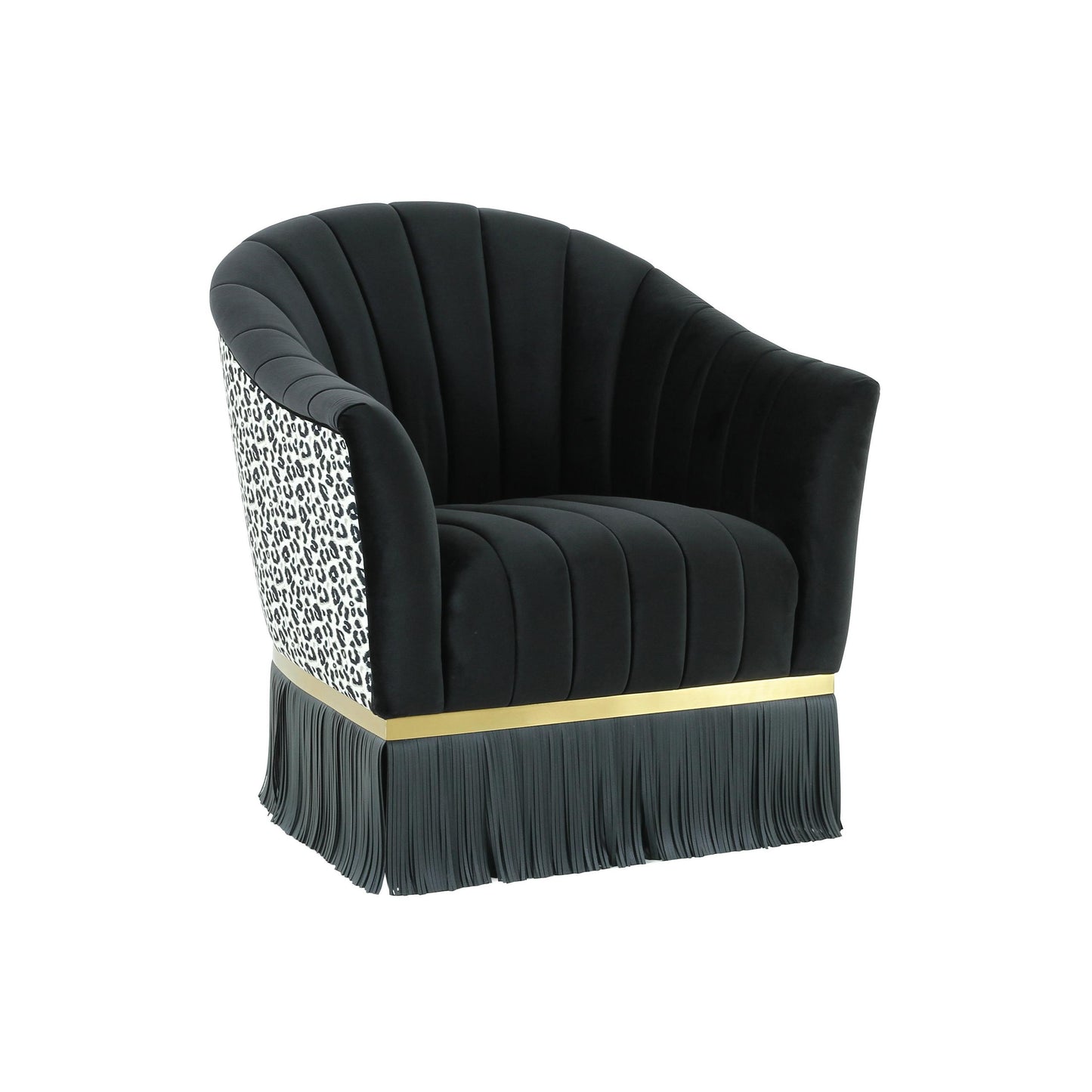 Enid Black Velvet Swivel Chair