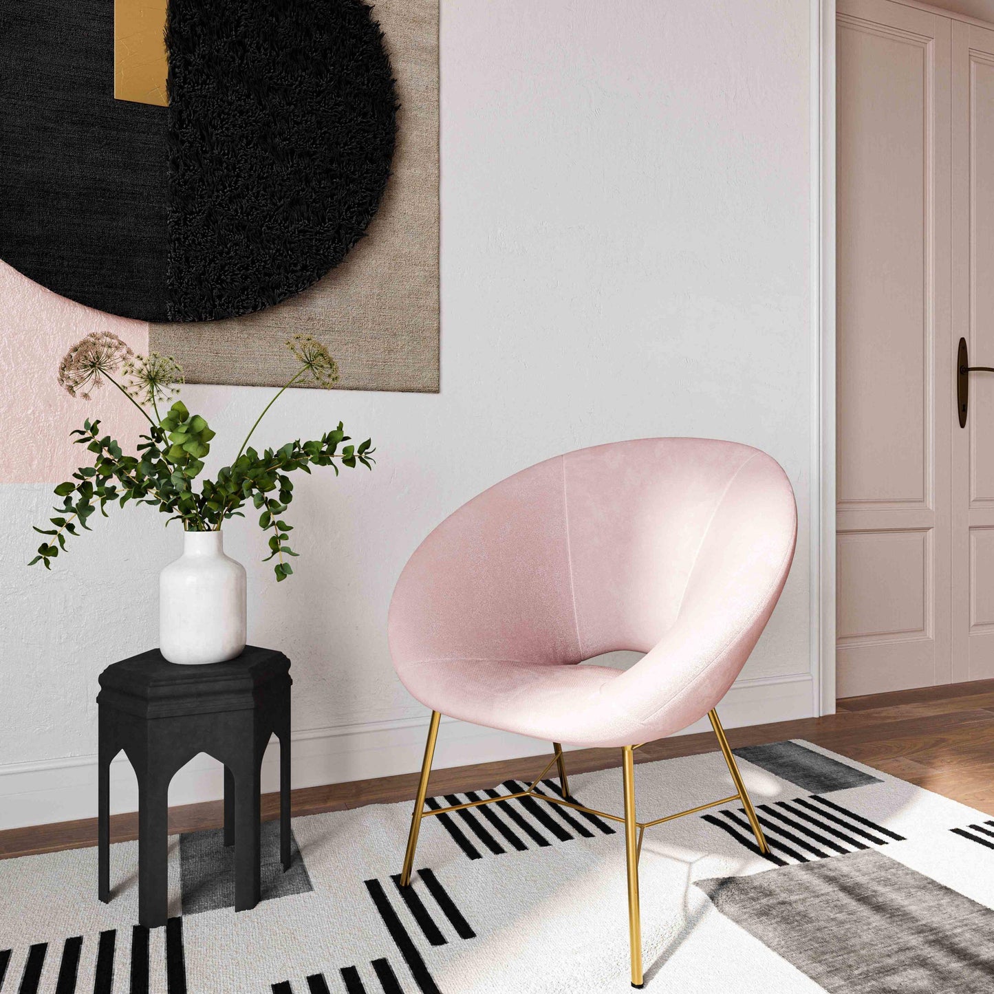 Nolan Blush Velvet Chair