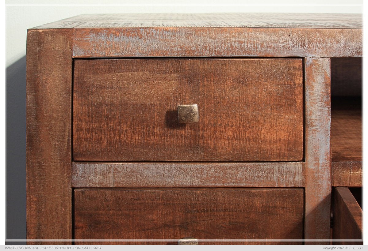 76" TV Stand w/2 Glass doors, 6 Drawers