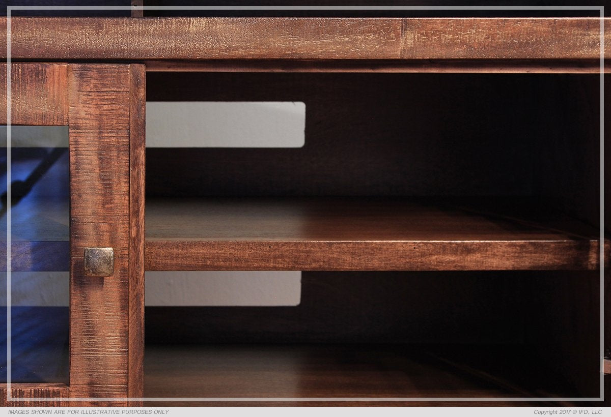 62" TV Stand w/2 Glass doors, 4 Drawers