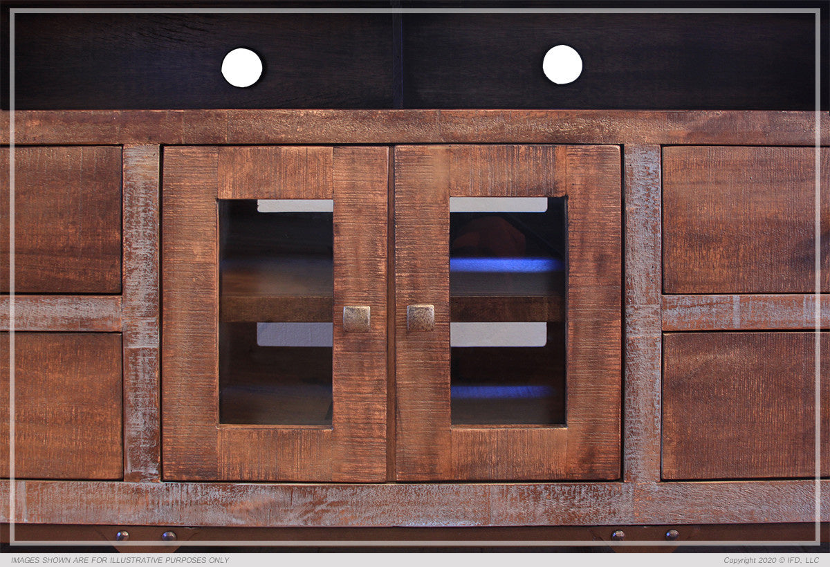 62" TV Stand w/2 Glass doors, 4 Drawers