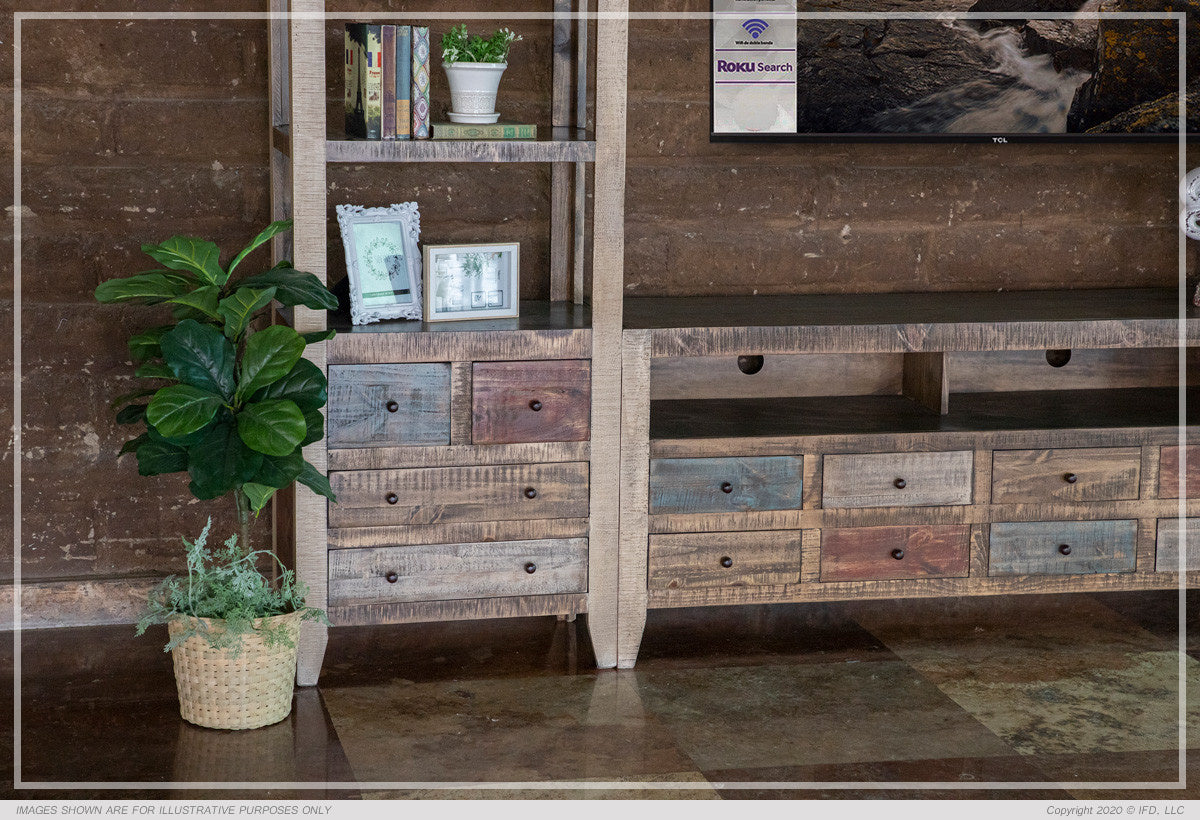 Antique Multi-color, 8 Drawer TV-Stand