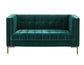 Isaac Channel Stitched Green Velvet Loveseat