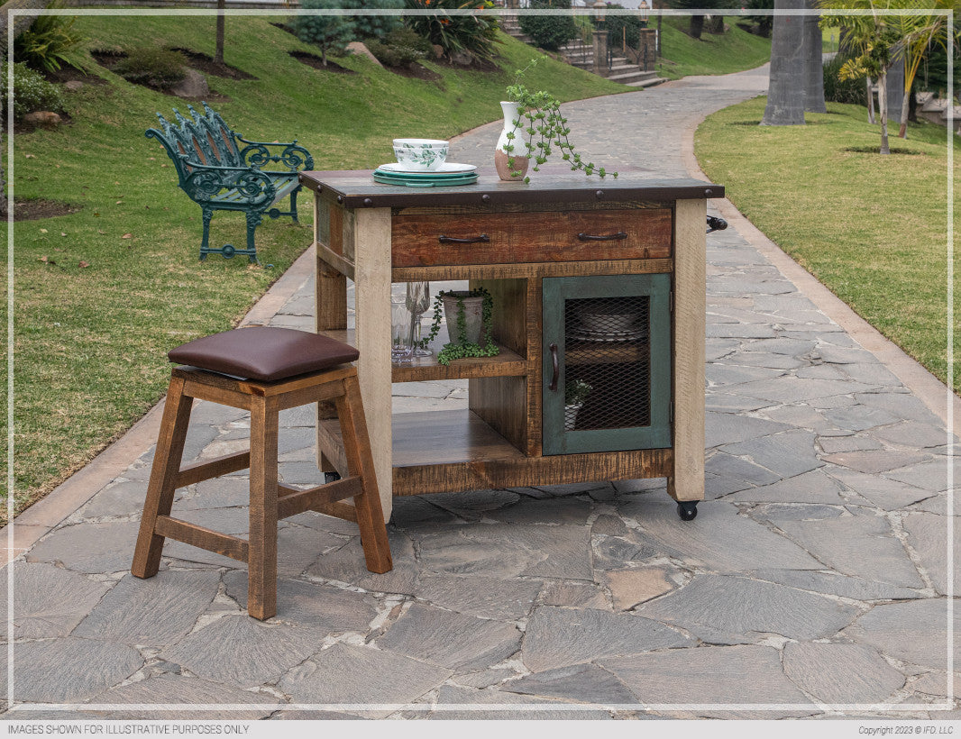 Faux Leather Seat 24" Swivel Stool