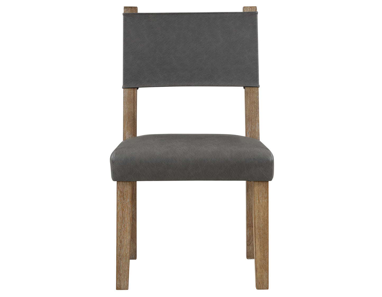 Aubrey Side Chair, Gray Vegan Leather with Driftwood finish