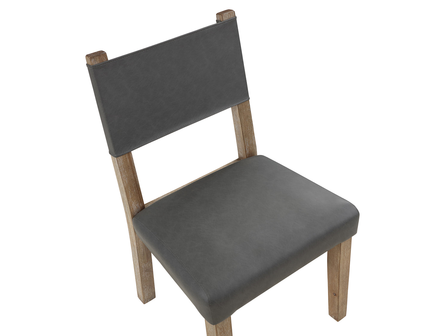 Aubrey Side Chair, Gray Vegan Leather with Driftwood finish