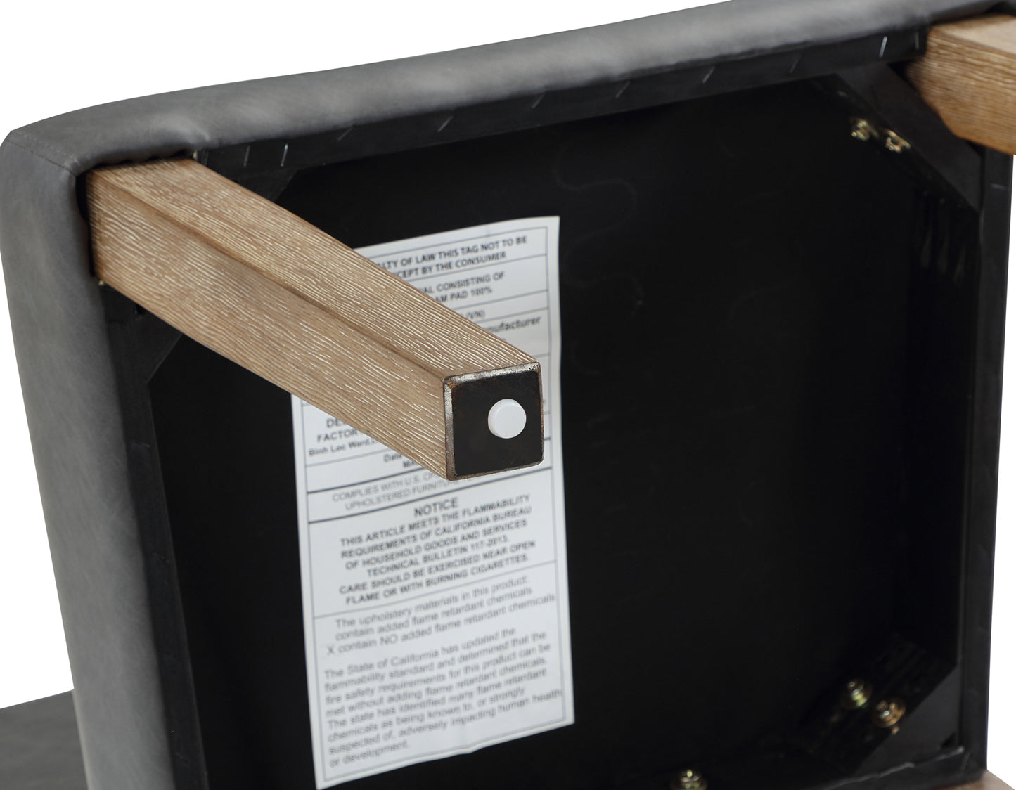 Aubrey Side Chair, Gray Vegan Leather with Driftwood finish