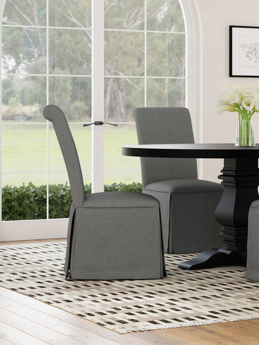 Shawna Upholstered Skirted Parson Dining Side Chair Gray (Set of 2)
