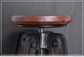 Wooden Round Seat Adjustable 24-30" Swivel Iron Base Barstool