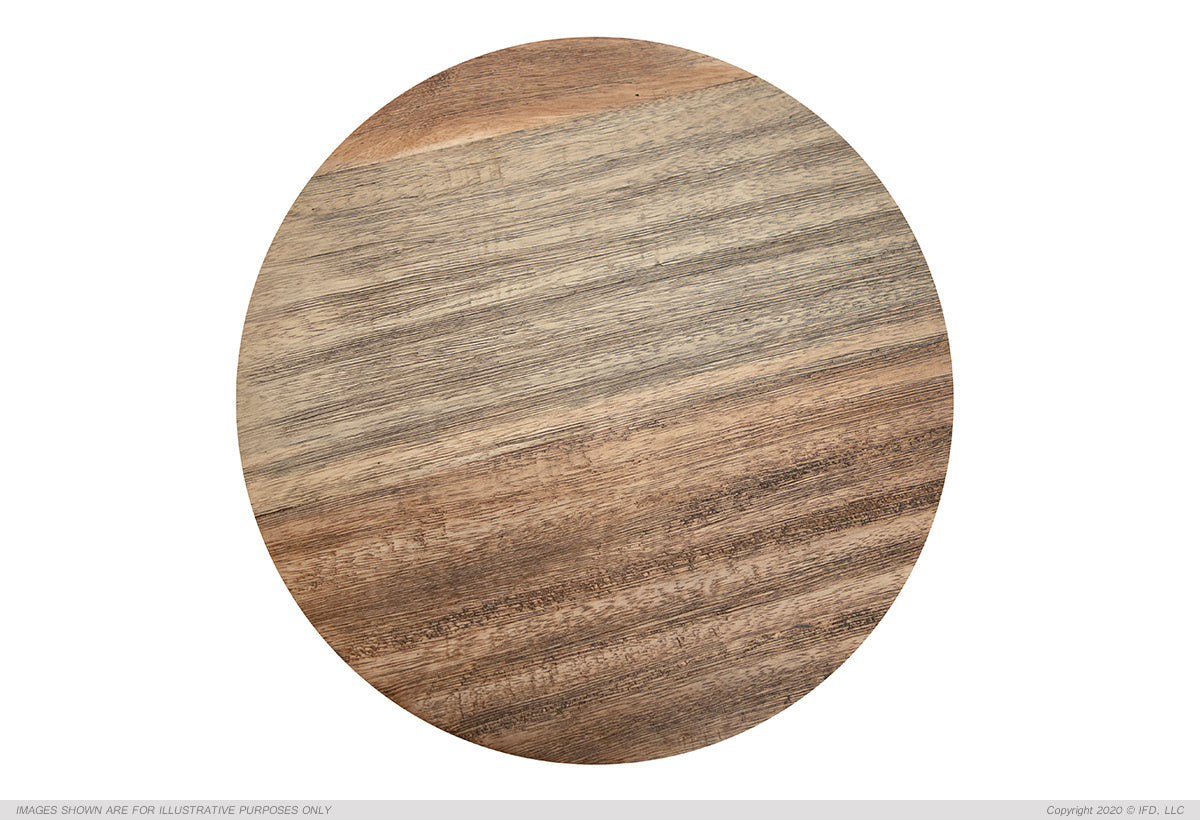 Wooden Round Seat Adjustable 24-30" Swivel Iron Base Stool