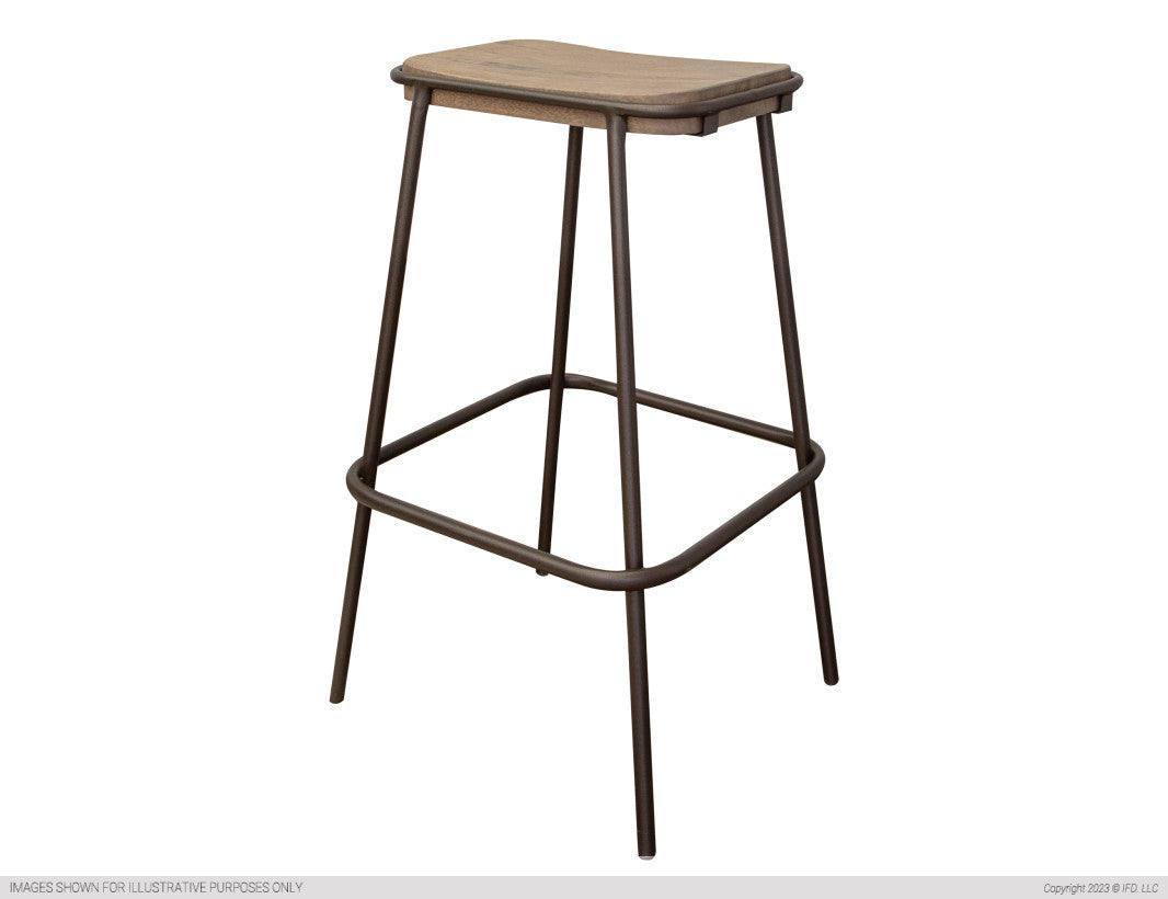 Metal Frame Wooden Seat 30" Stool