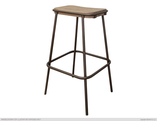 Metal Frame Wooden Seat 30" Stool