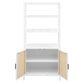 Amherst 3-shelf Radio Weave Cane Metal Accent Cabinet White