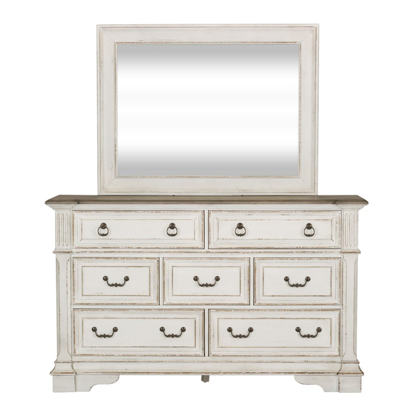 Abbey Park - King California Panel Bed, Dresser & Mirror, Night Stand