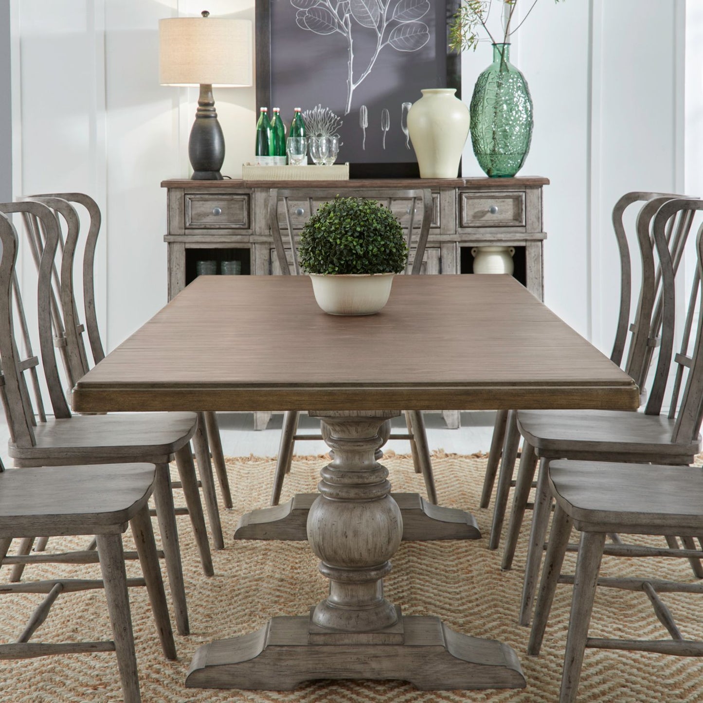 River Place - 9 Piece Trestle Table Set