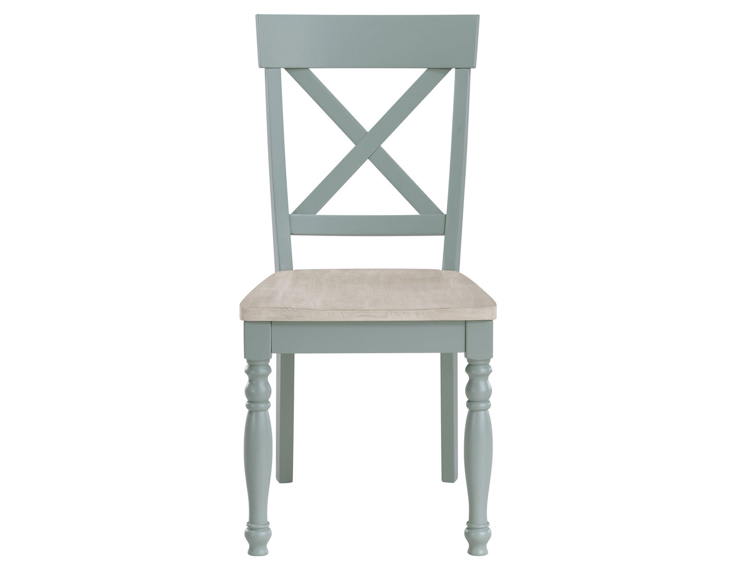 Darcy Solid Wood Side Chair, Mint Green and Parchment Finish
