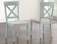 Darcy Solid Wood Side Chair, Mint Green and Parchment Finish