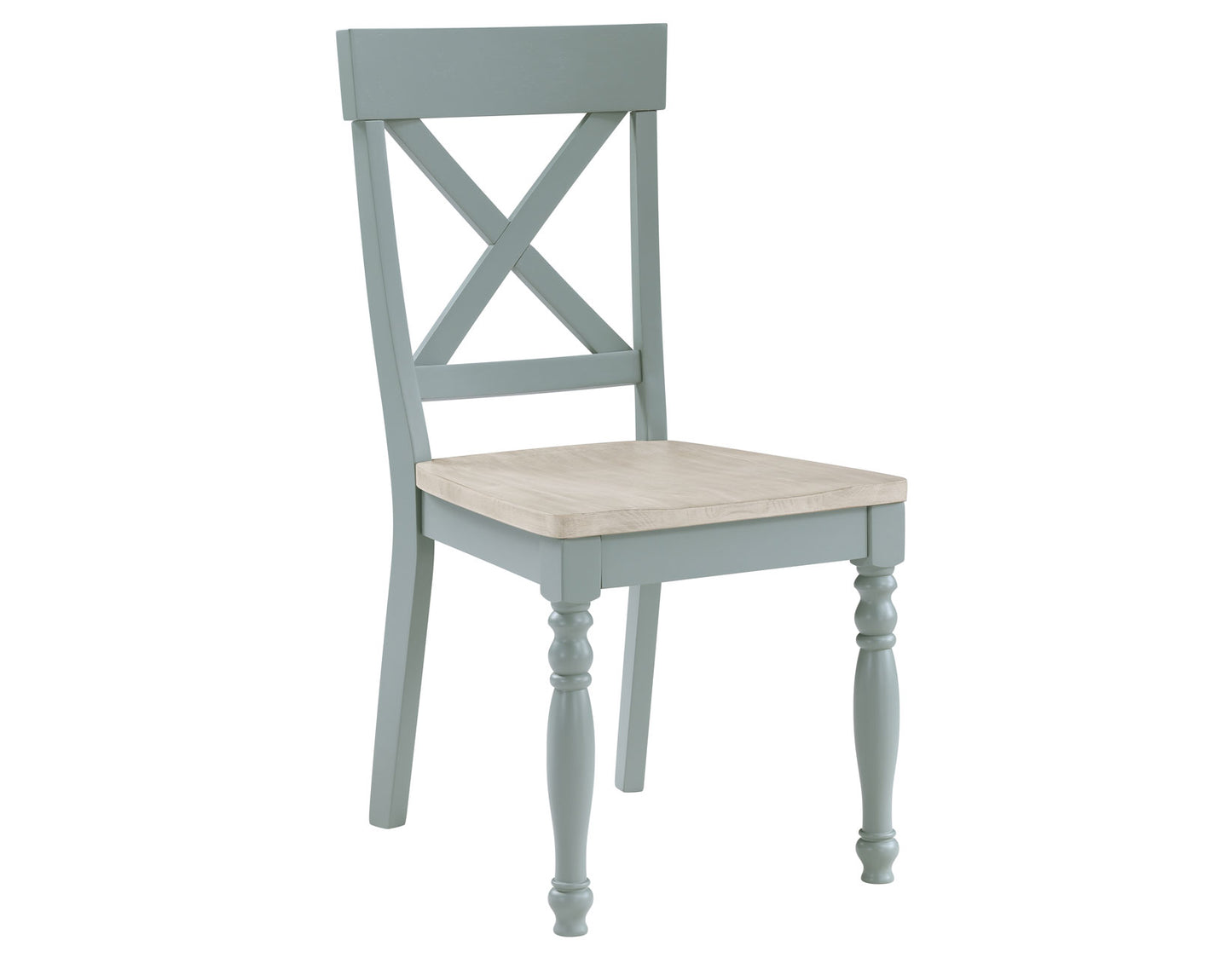 Darcy Solid Wood Side Chair, Mint Green and Parchment Finish